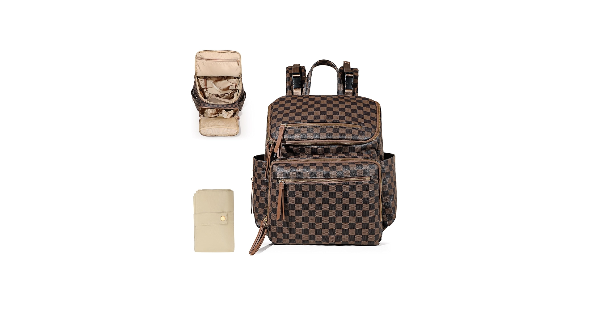 Omanmoli Checkered Diaper Bag Backpack Large