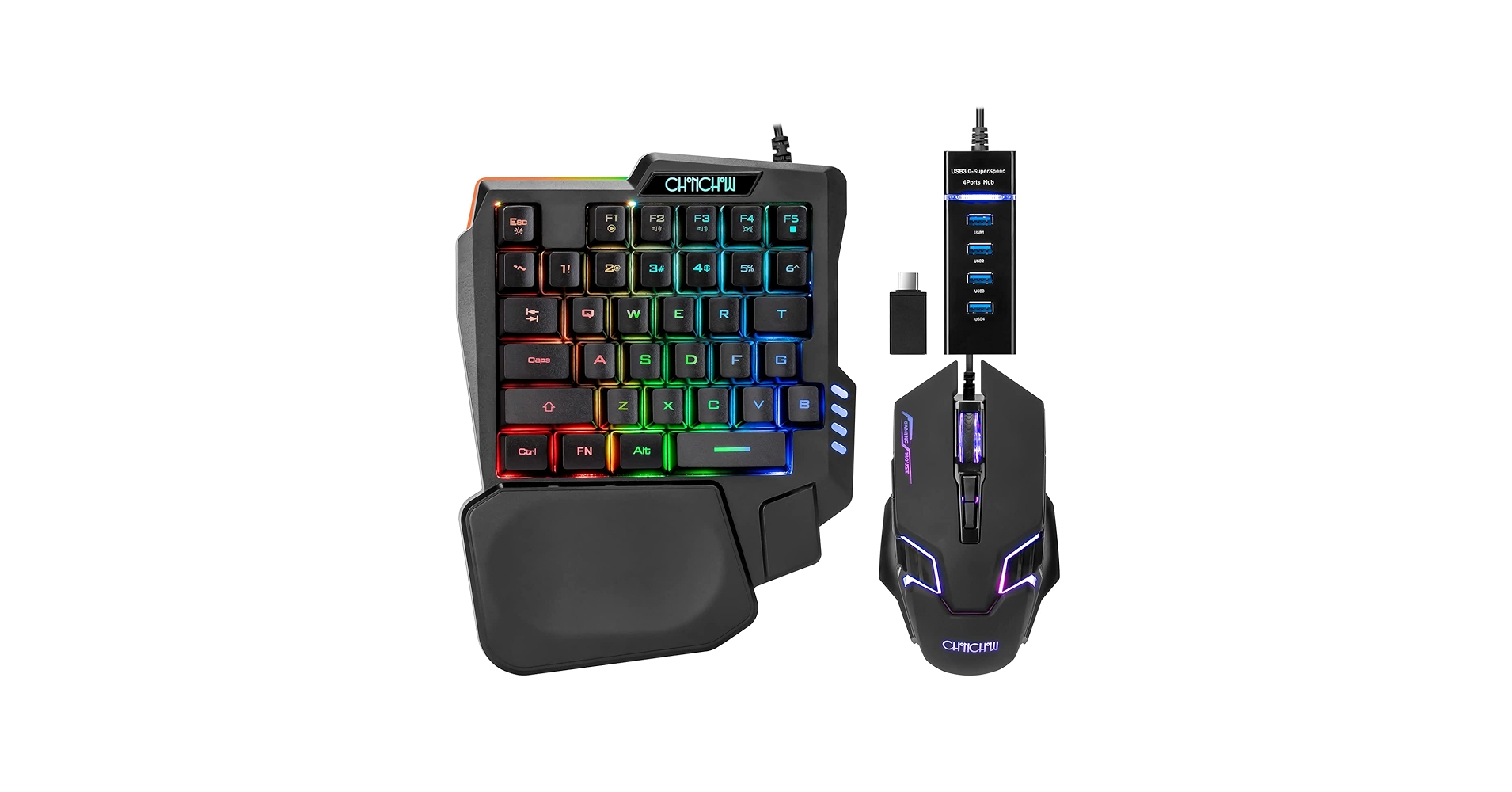 One Handed Half Keyboard Mouse USB Spilitter Type