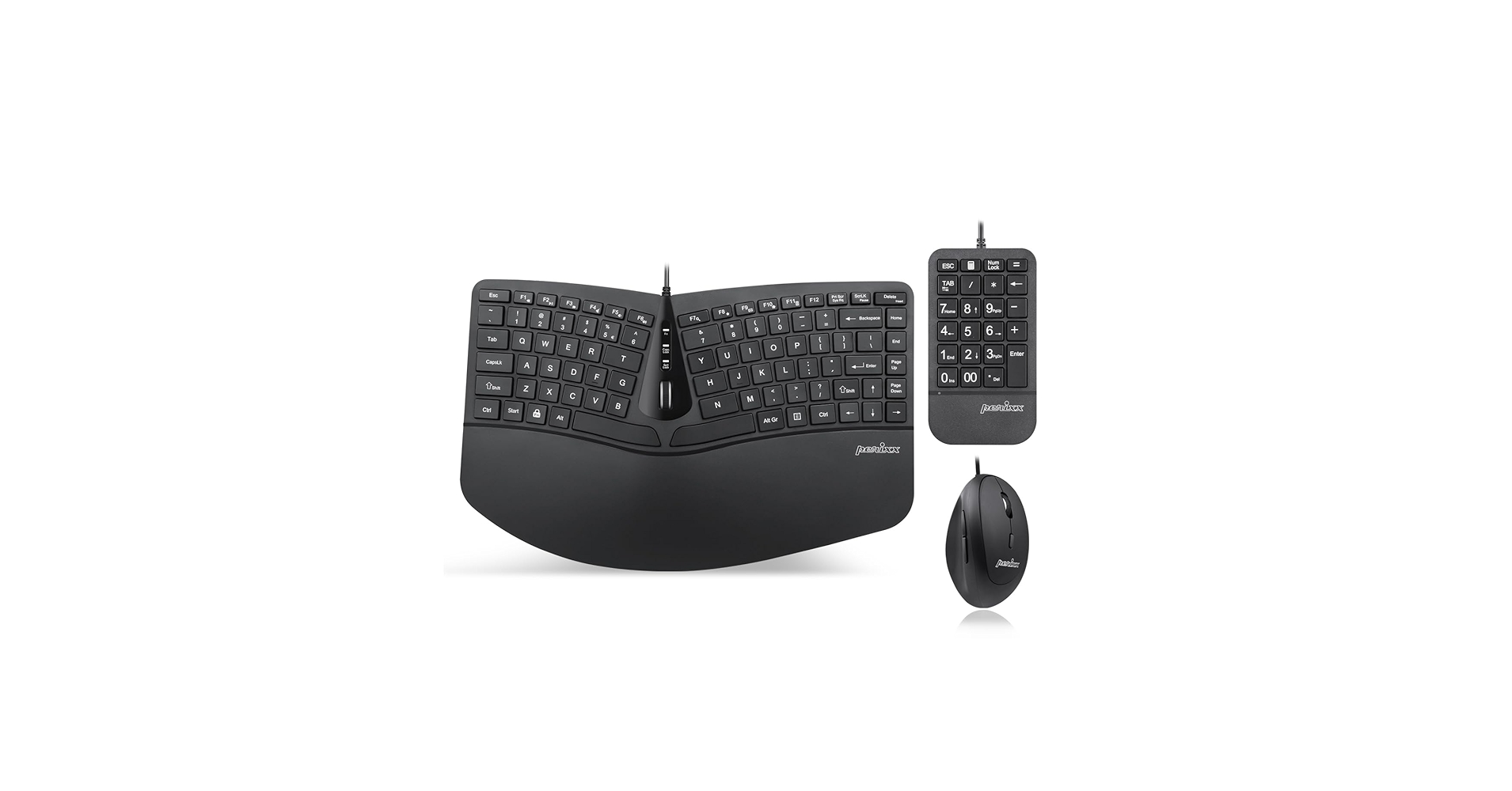 Perixx PERIDUO-406A, 3-in-1 Wired Compact