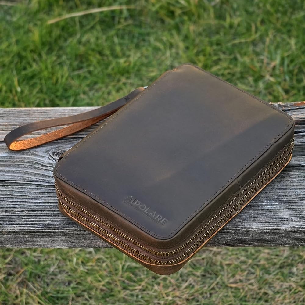 Polare Full Grain Leather Travel Cable Organizer