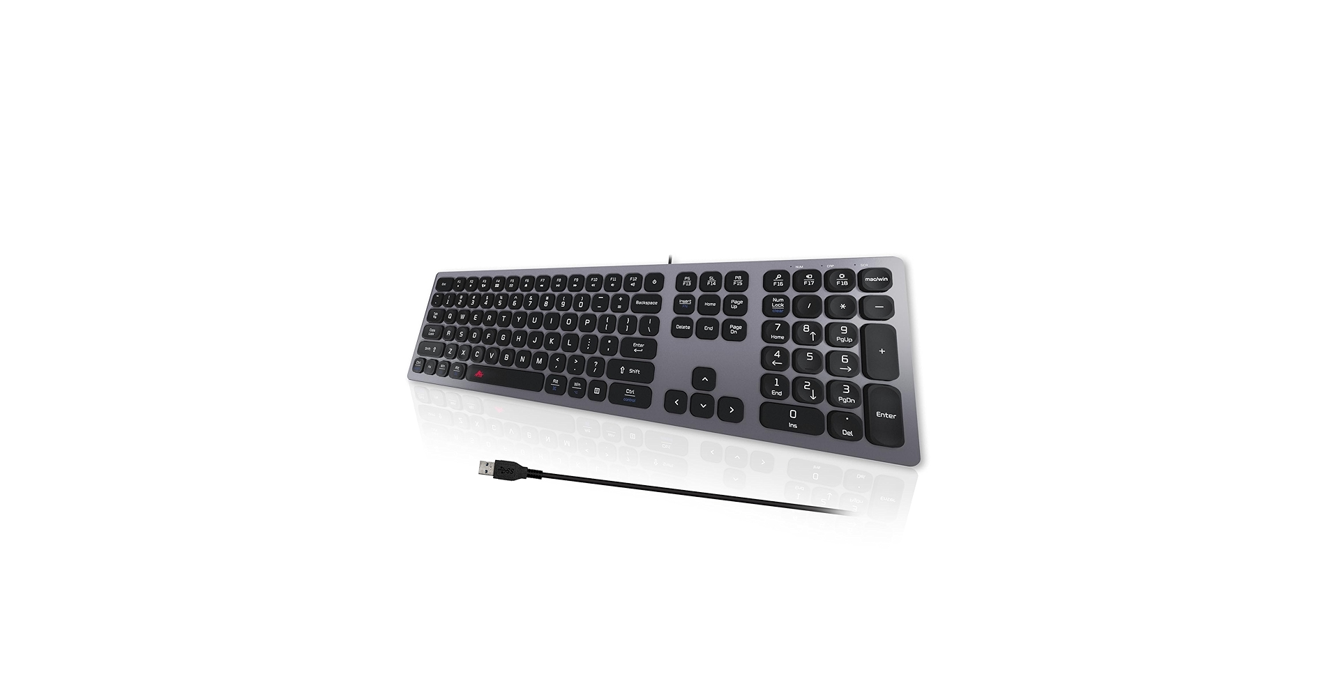 POWZAN Quiet Mac Wired Keyboard, Slim USB