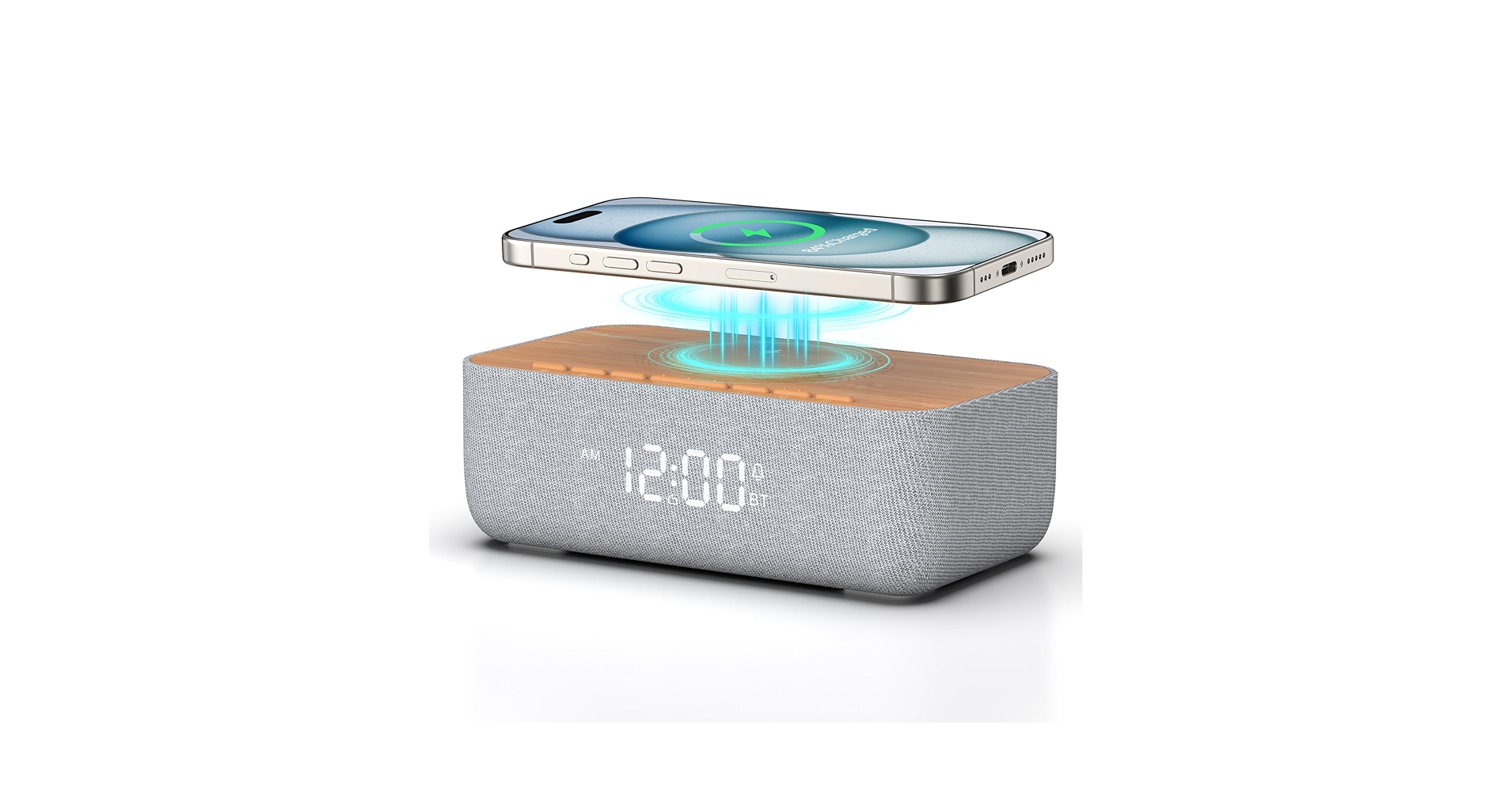REACHER Alarm Clock Radio with Wireless Charging