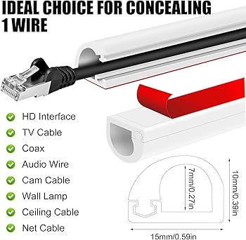 Self-Adhesive Cable Hider, Flexible Wire Cover Cable Raceway for