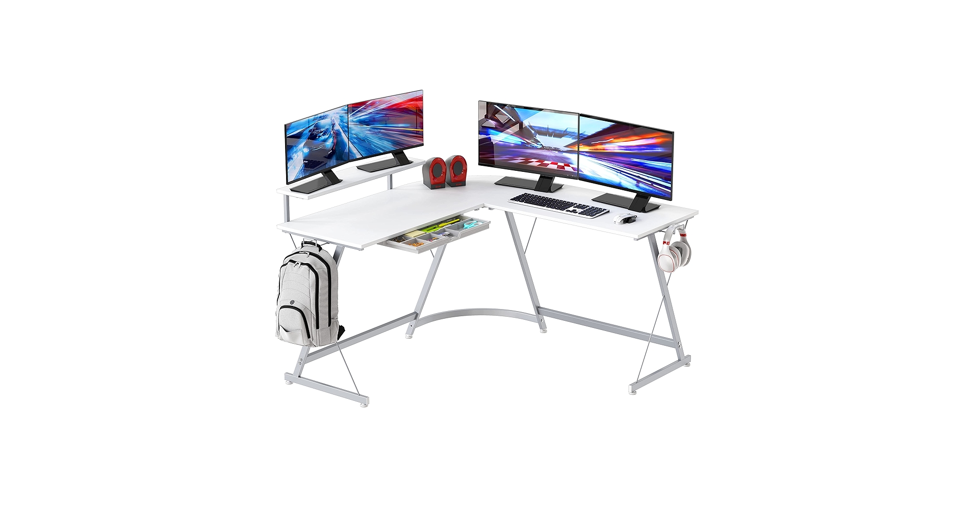 SHW 51 x 51 Inches Vista L-Shaped Desk with