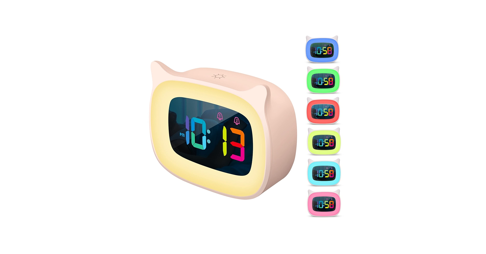 SMOUPING Cute Cat Ear Alarm Clock with RGB 7
