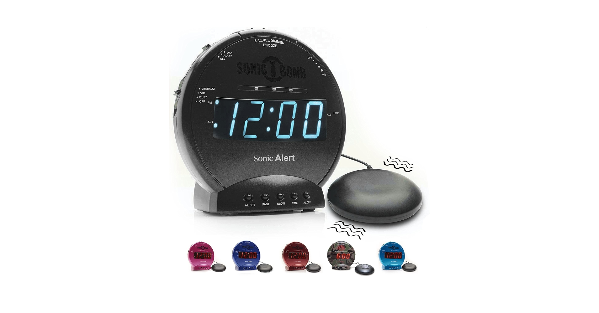 Sonic Alert Sonic Bomb Dual Alarm Clock with Bed
