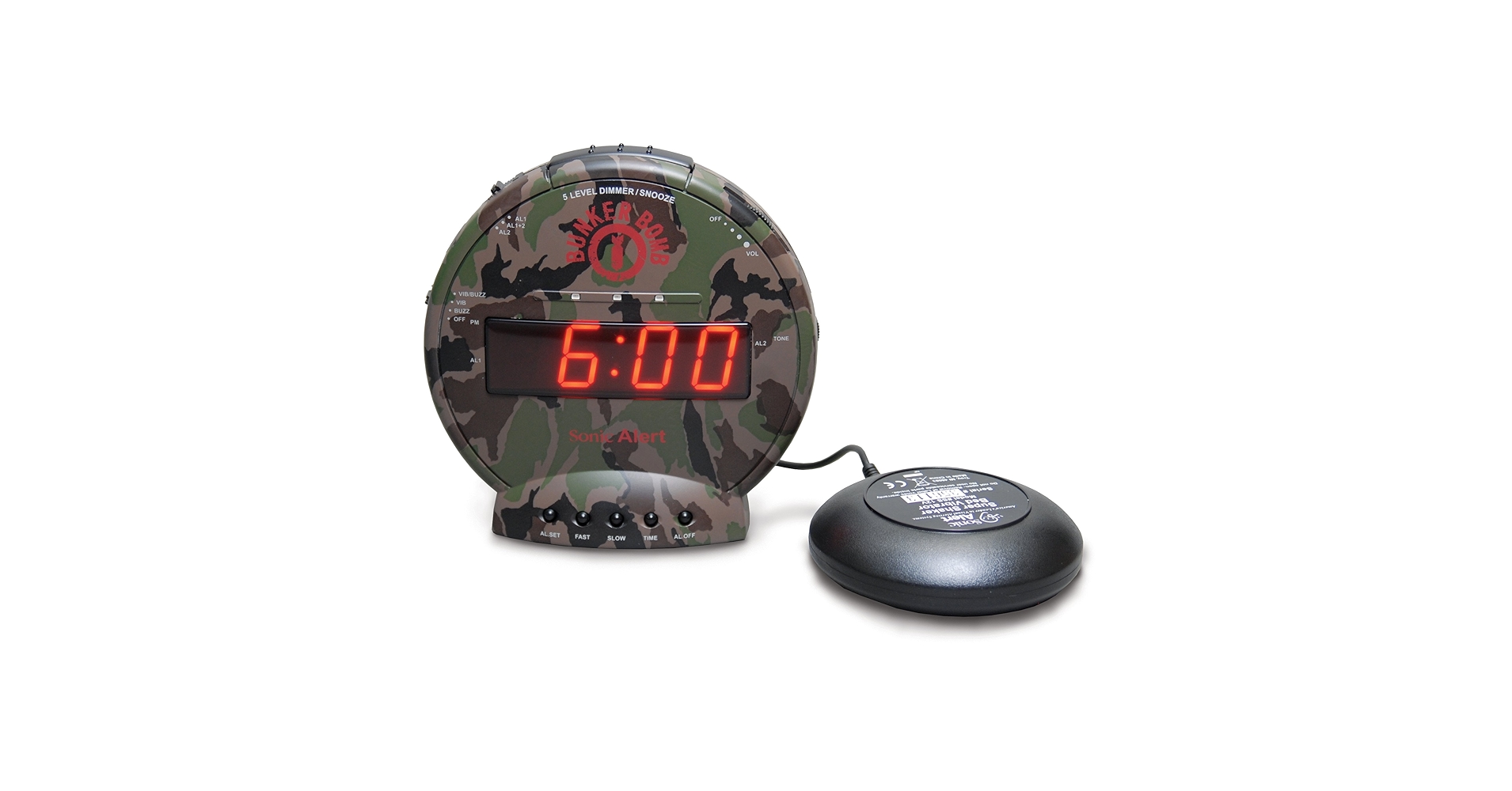 Sonic Bomb Dual Alarm Clock with Bed Shaker