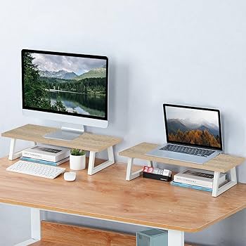TEAMIX 24 inch Monitor Stand Riser, Wood & Steel