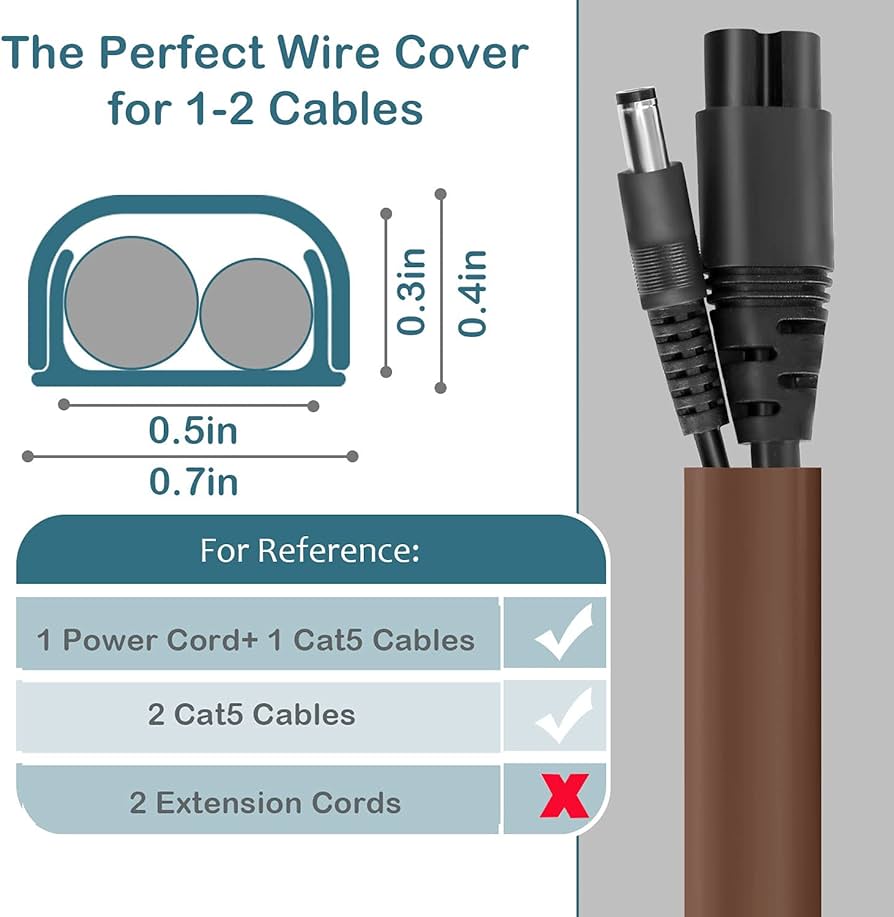 Wire Covers for 2 Cords, 68in Wire Hider on Wall