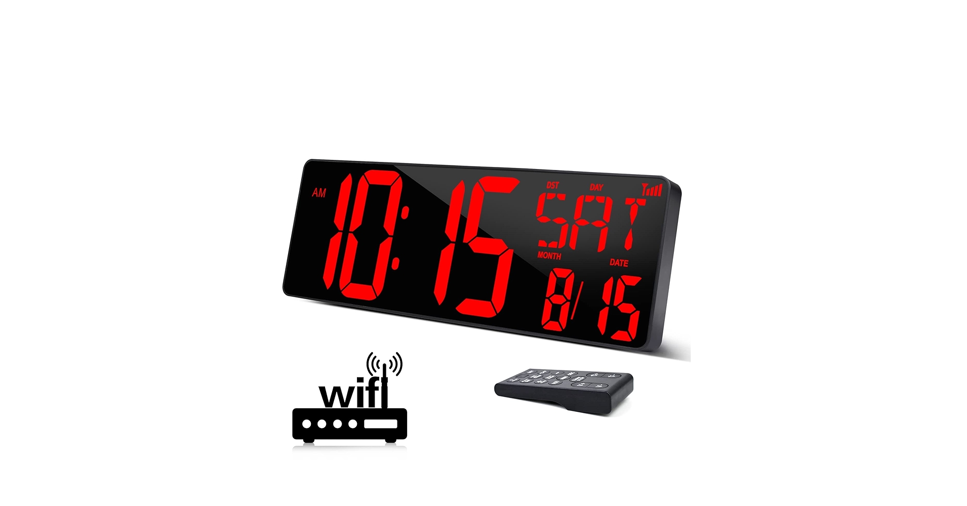 XREXS Large Digital Wall Clock WiFi Sync, 16.5 in
