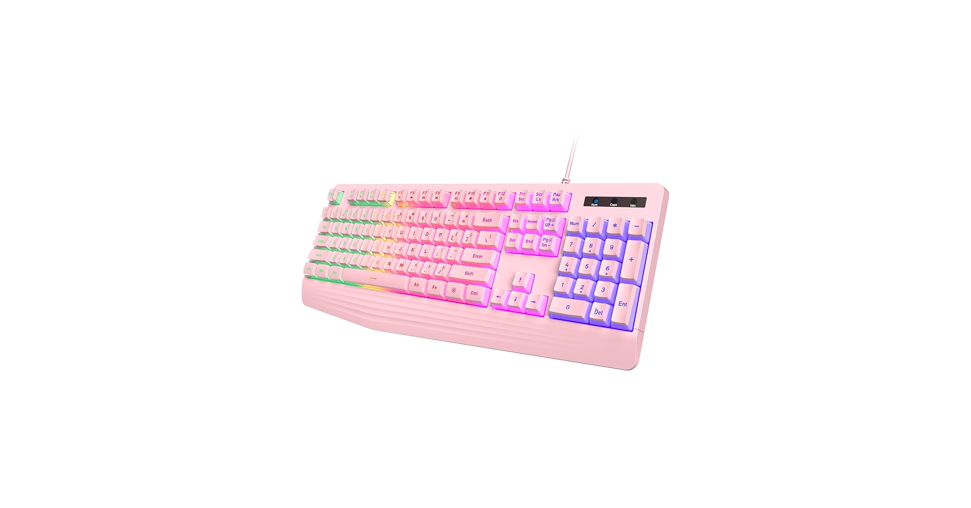 yesbeaut Pink Creamy Keyboard, Rainbow LED