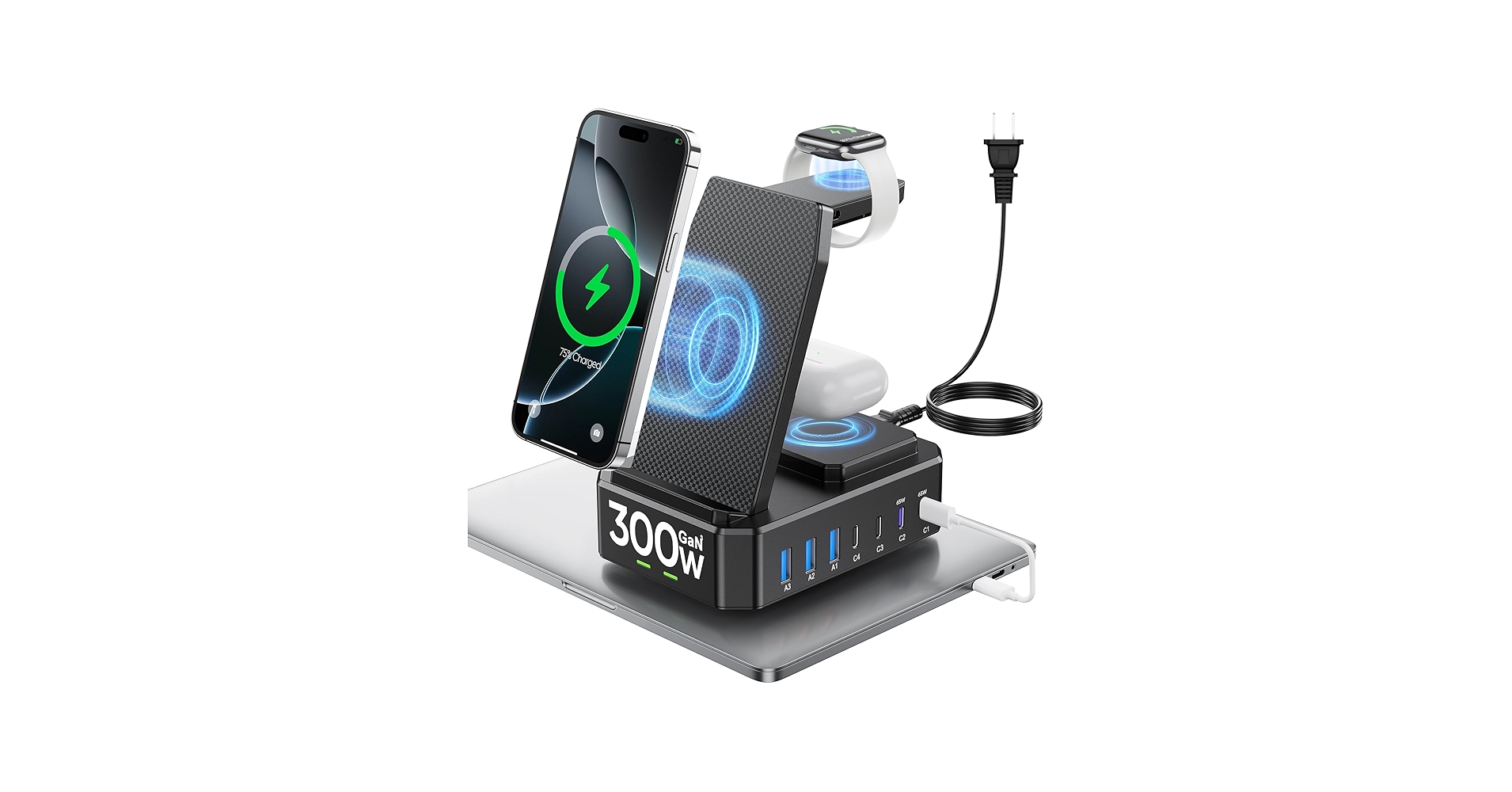 300W Charging Station for Multiple Devices Apple,10 in 1 Wireless