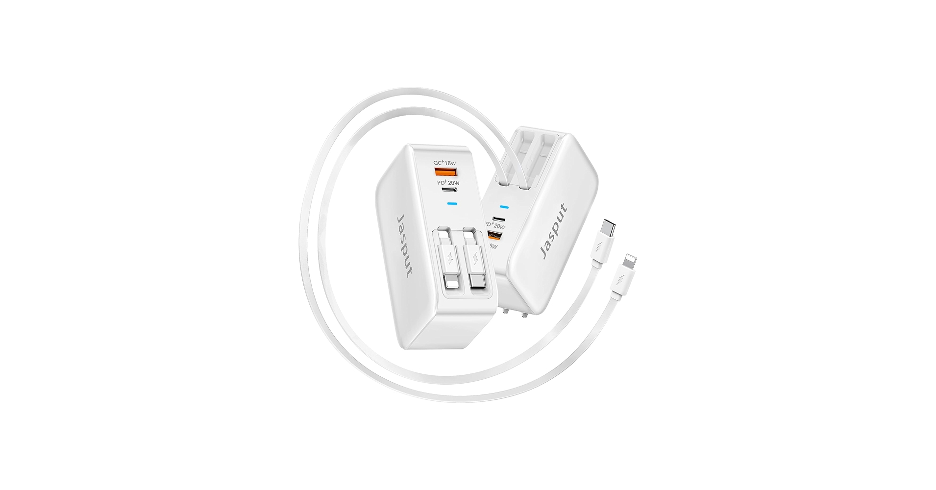 4 in 1 Retractable Wall Charger with Dual Cables