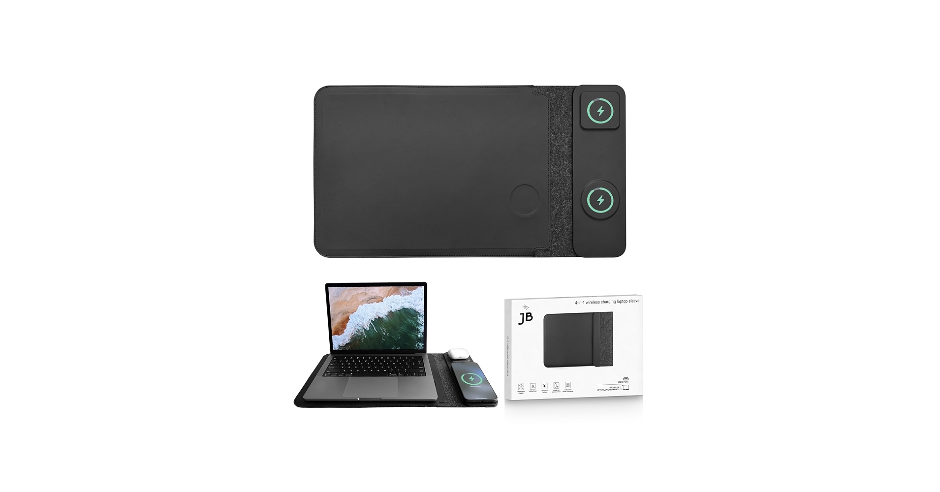 4-in-1 Laptop Sleeve with Wireless Charging - 13/14 inch - Updated