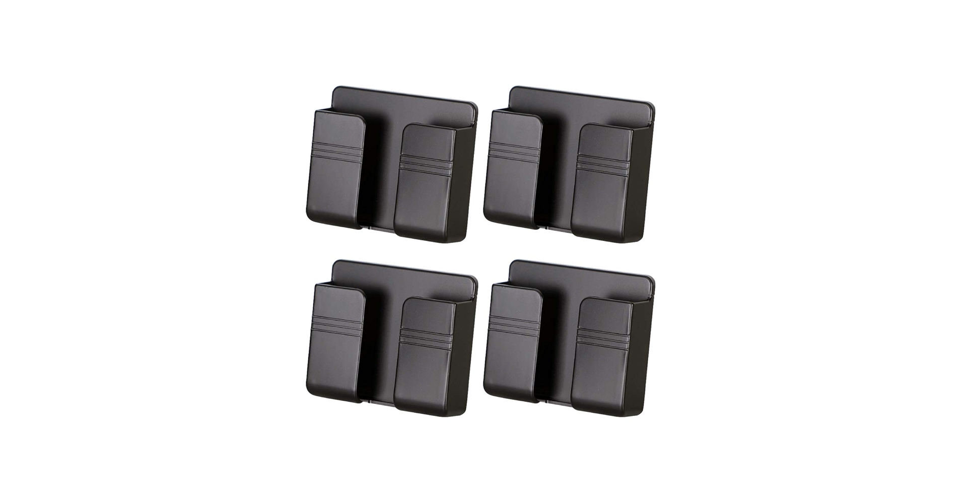 4PC Wall Mount Cell Phone Charging Holder, Black Adhesive
