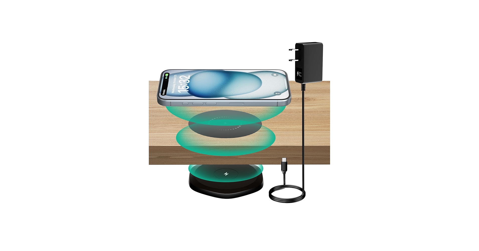 KPON Invisible Wireless Charger,30mm Under Desk