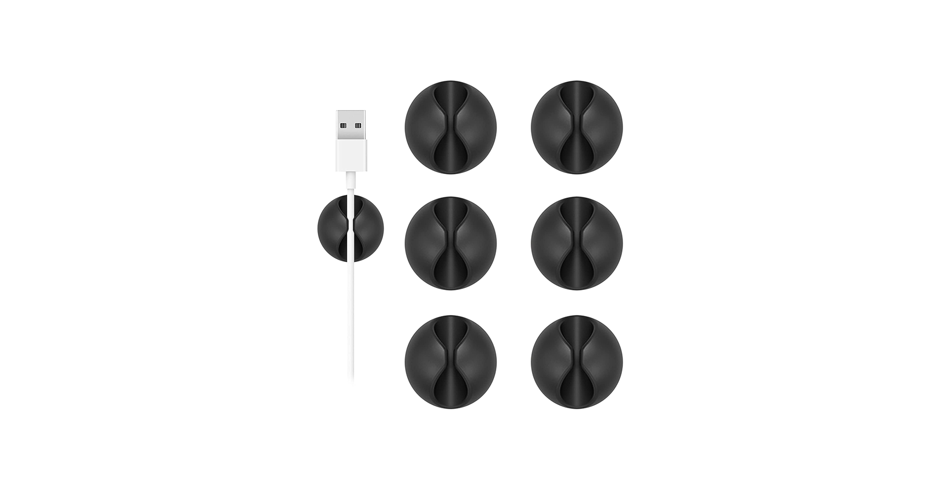 Shintop Cord Organizer, 6 Pack Black Charger Holder Cable Clips