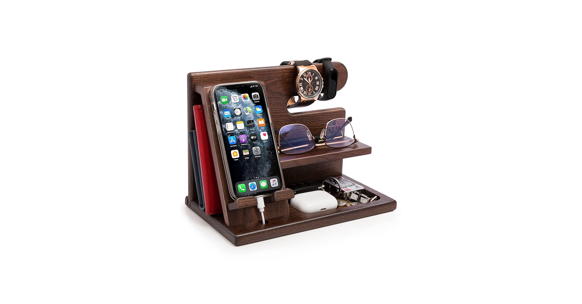 TESLYAR Wood Phone Docking Station for Men