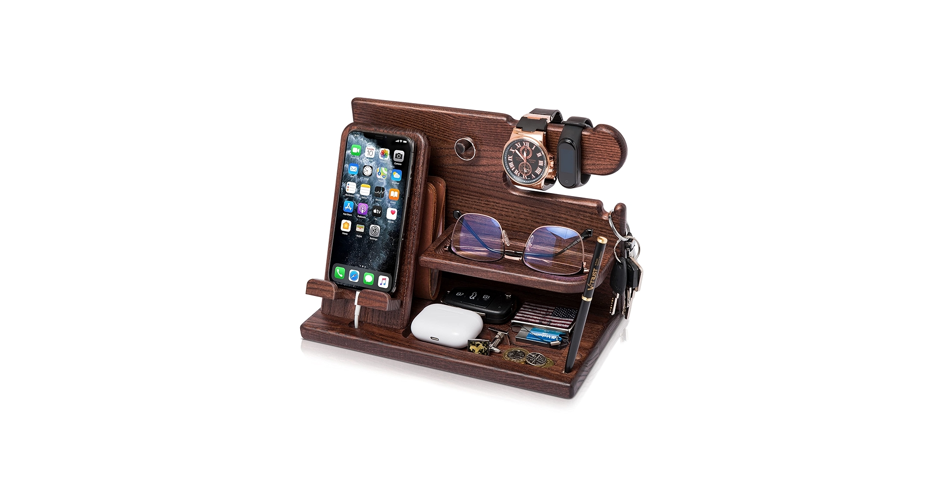 TESLYAR Wood Phone Docking Station for Men