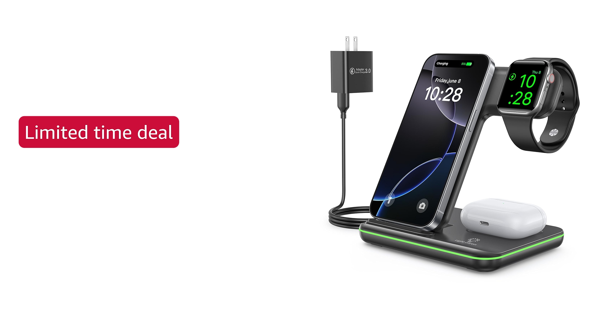 WAITIEE Wireless Charger 3 in 1, 15W Fast Charging