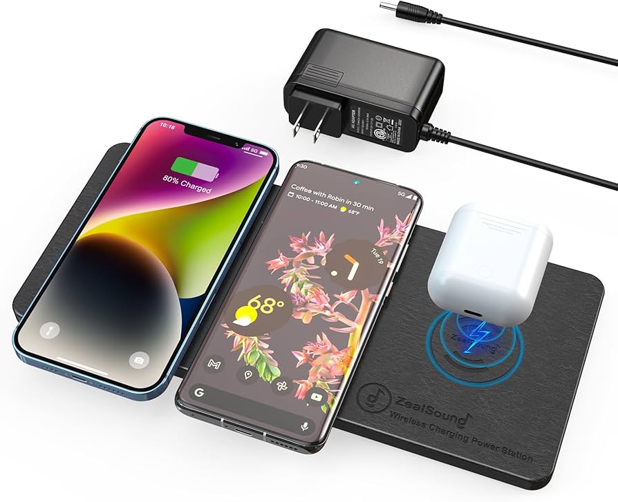 Wireless Charging Pad, ZealSound Ultra-Slim Triple