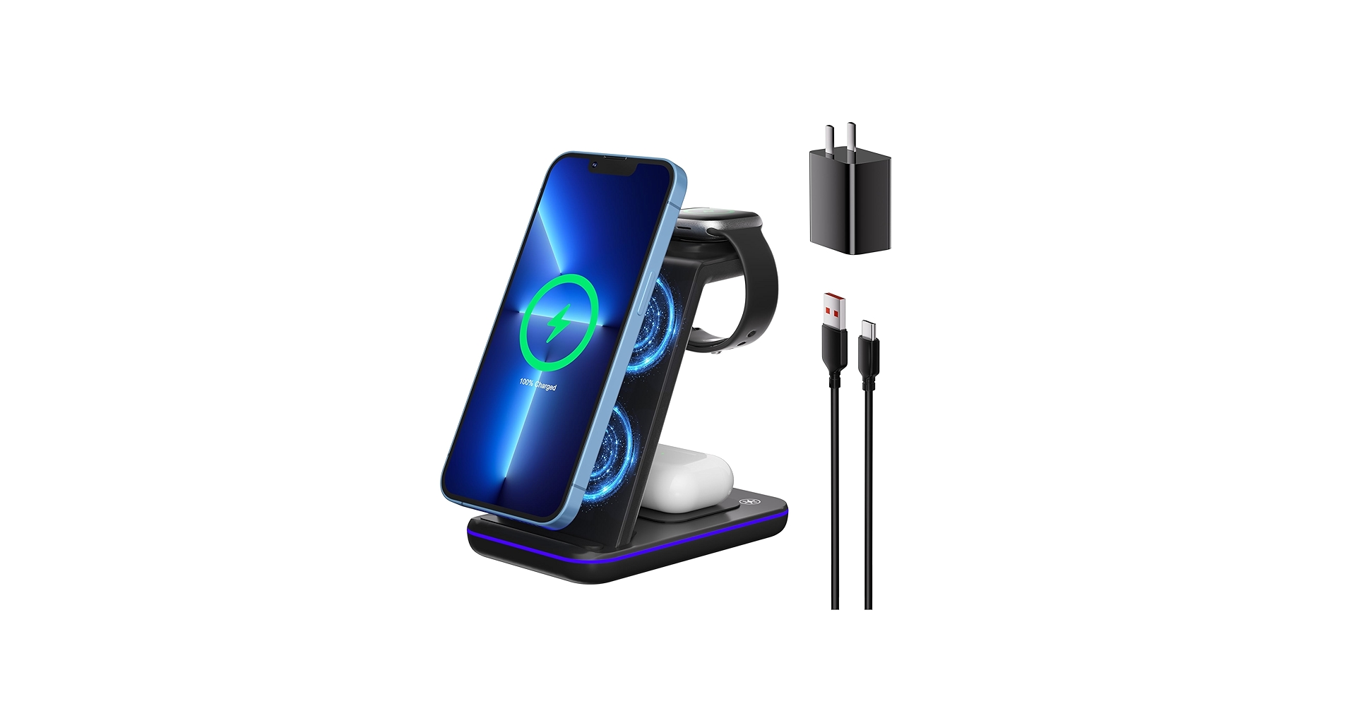 Wireless Charging Station, 3 in 1 Fast Wireless Charger for iPhone