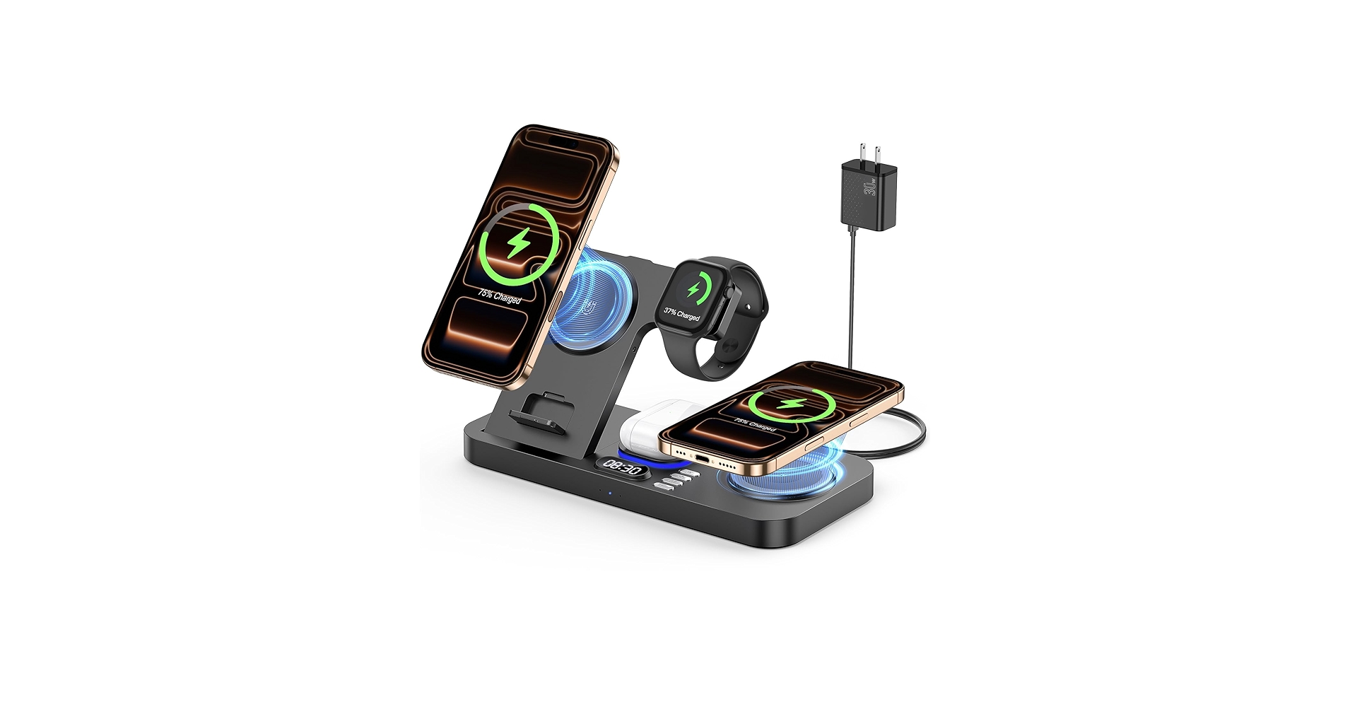 YiJYi Dual Phone Wireless Charging Station for Apple Devices, 30W